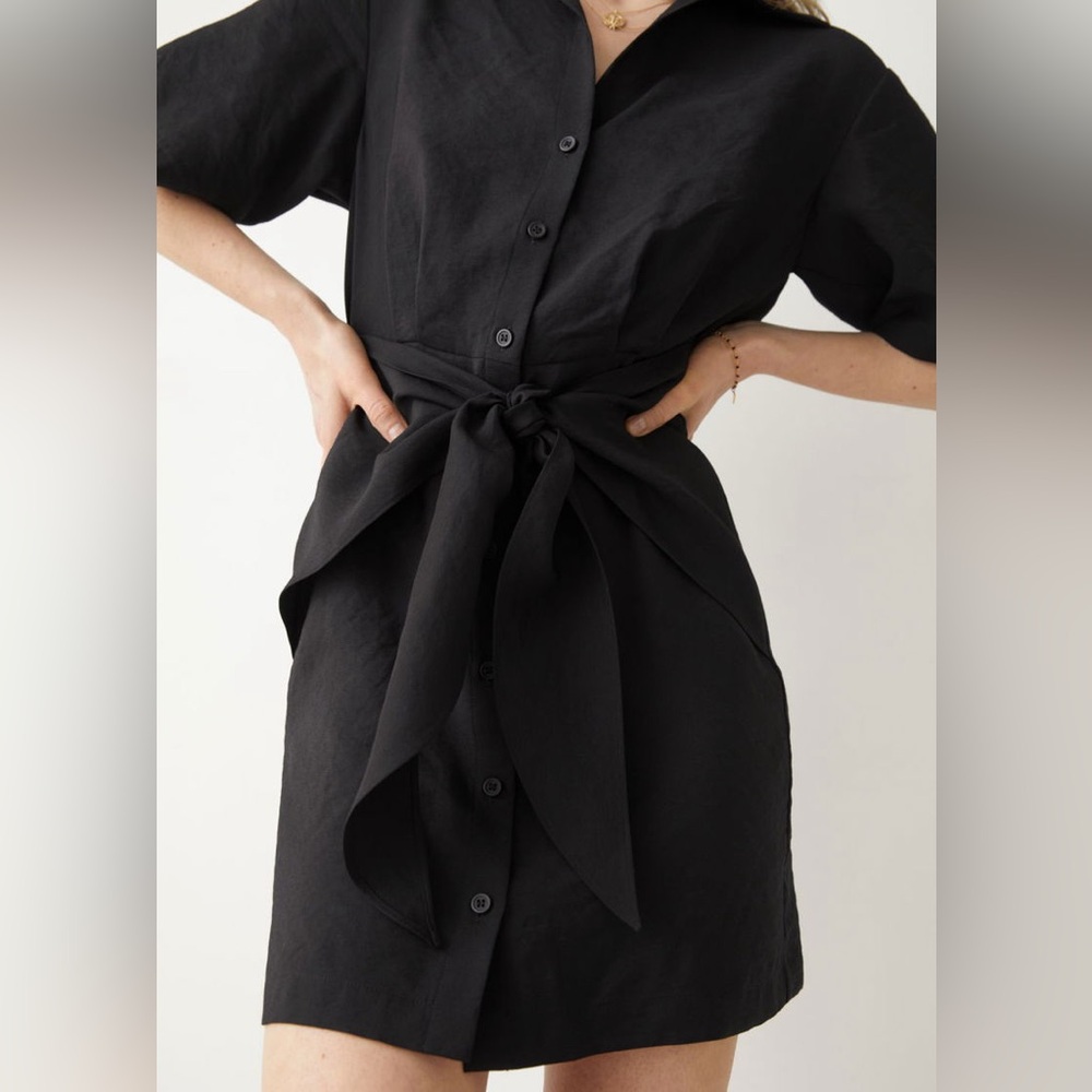 & Other Stories | Shirt Mini Dress, Black | Size 6
